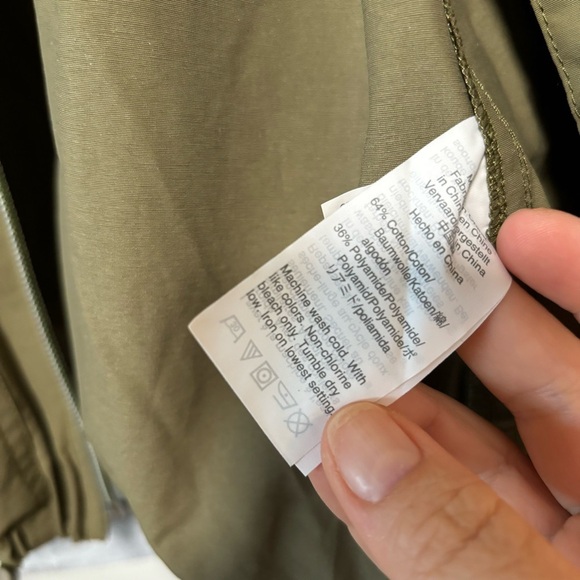 J. Crew Olive Green Full Zip Cinch Crop Waist Hoodie Windbreaker Jacket NWT - Picture 6 of 7